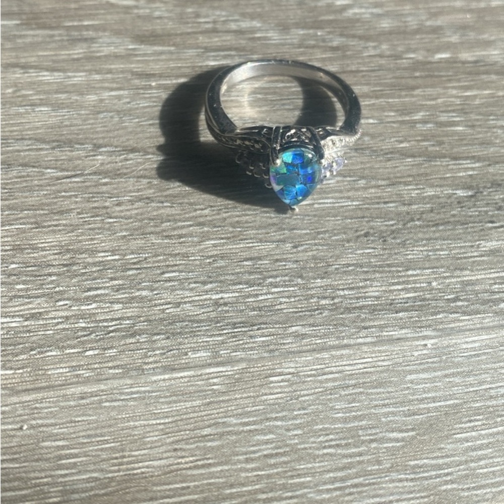 925 Sterling Silver Blue Mosaic Size‎ 5 Ring - Picture 4 of 5